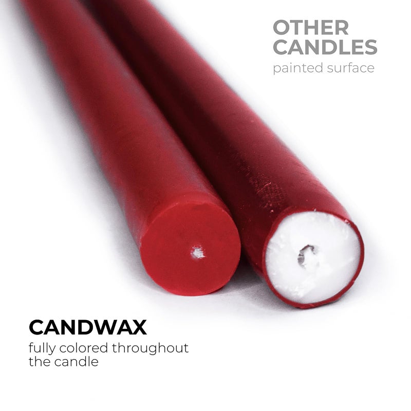 CANDWAX 12 inch Taper Candles Set of 4 - Dripless and Smokeless Candle Unscented - Slow Burning Candle Sticks Perfect as Dinner Candles and Household Candles - Burgundy Candles Taper - Image 2